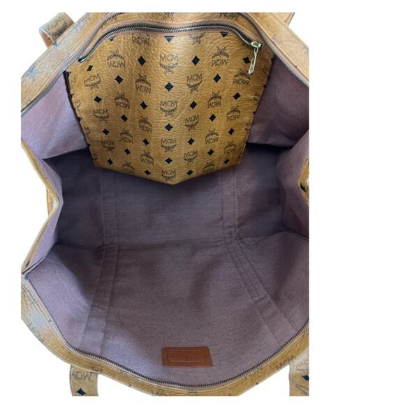 MCM Vintage Cognac Visetos Coated Canvas Large Tote Bag | Made in Germany - Picture 8 of 14